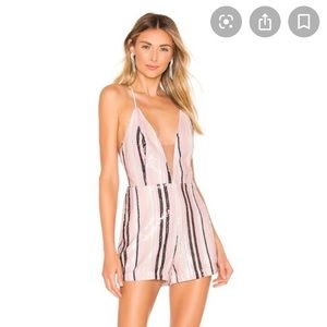 NBD Pink/ivory/Blush Sequin Serena Romper size s